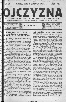 Ojczyzna : tygodnik oświatowo-społeczny dla wszystkich, 1924, nr 23