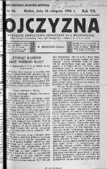 Ojczyzna : tygodnik oświatowo-społeczny dla wszystkich, 1924, nr 34