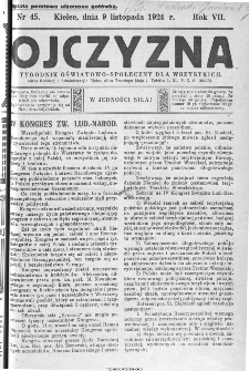 Ojczyzna : tygodnik oświatowo-społeczny dla wszystkich, 1924, nr 45