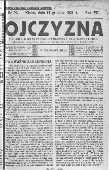 Ojczyzna : tygodnik oświatowo-społeczny dla wszystkich, 1924, nr 50