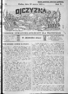 Ojczyzna : tygodnik oświatowo-społeczny dla wszystkich, 1922, nr 13