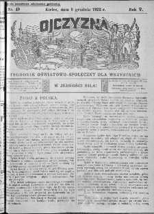 Ojczyzna : tygodnik oświatowo-społeczny dla wszystkich, 1922, nr 49