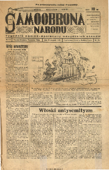 Samoobrona Narodu : tygodnik ogólno-społeczny wszystkich stanów : Poznań, Kalisz, Łódź [...], 1938, nr 35