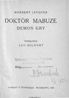Doktór Mabuze demon gry