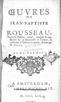 Oeuvres de Jean-Baptiste Rousseau. T. 1.