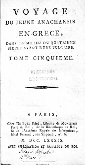 Voyage Du Jeune Anacharsis En Grece : Dans Le Milieu Du Quatrieme Siecle Avant L`Ere Vulgaire. T. 5.