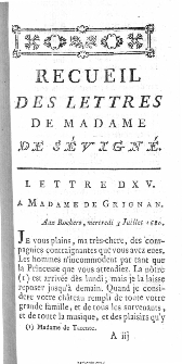 Recueil Des Lettres De Madame La Marquise De Sévigné, A Madame La Comtesse De Grignan, Sa Fille. T. 6.