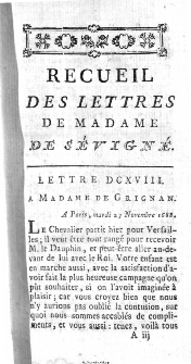 Recueil Des Lettres De Madame La Marquise De Sévigné, A Madame La Comtesse De Grignan, Sa Fille. T. 7.