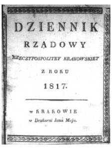 Dziennik Rządowy Wolnego Miasta Krakowa i jego okręgu 1817
