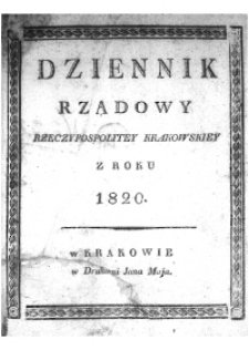 Dziennik Rządowy Wolnego Miasta Krakowa i jego okręgu 1820