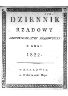 Dziennik Rządowy Wolnego Miasta Krakowa i jego okręgu 1822