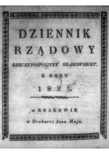 Dziennik Rządowy Wolnego Miasta Krakowa i jego okręgu 1825