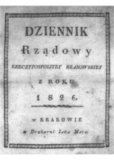 Dziennik Rządowy Wolnego Miasta Krakowa i jego okręgu 1826