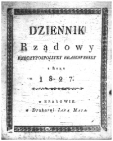 Dziennik Rządowy Wolnego Miasta Krakowa i jego okręgu 1827