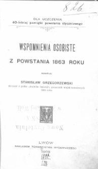 Wspomnienia osobiste z Powstania 1863 roku