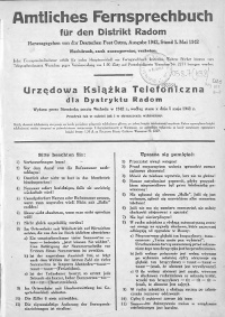 Amtliches Fernsprechbuch fur den Distrikt Radom