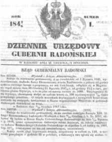 Dziennik Urzędowy Gubernii Radomskiej 1848, nr 1-53