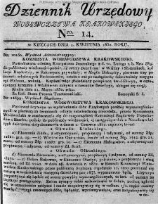 Dziennik Urzędowy Województwa Krakowskiego 1832, nr 14
