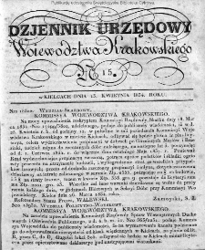 Dziennik Rządowy Wojew&oacute;dztwa Krakowskiego 1834, nr 15