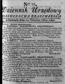 Dziennik Rządowy Wojew&oacute;dztwa Krakowskiego 1830, nr 35