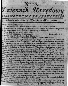Dziennik Rządowy Wojew&oacute;dztwa Krakowskiego 1830, nr 36