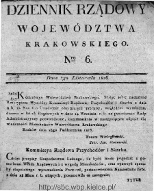 Dziennik Rządowy Wojew&oacute;dztwa Krakowskiego 1816, nr 6