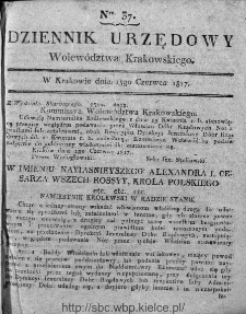 Dziennik Rządowy Wojew&oacute;dztwa Krakowskiego 1816, nr 37