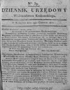 Dziennik Rządowy Wojew&oacute;dztwa Krakowskiego 1816, nr 39