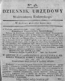 Dziennik Rządowy Wojew&oacute;dztwa Krakowskiego 1816, nr 43