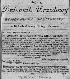 Dziennik Rządowy Wojew&oacute;dztwa Krakowskiego 1819, nr 7