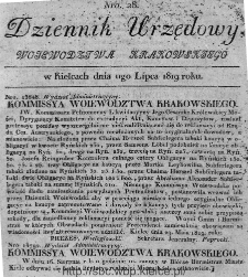 Dziennik Rządowy Wojew&oacute;dztwa Krakowskiego 1819, nr 28