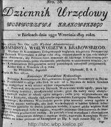 Dziennik Rządowy Wojew&oacute;dztwa Krakowskiego 1819, nr 38