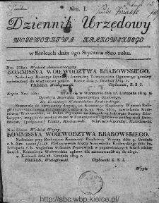 Dziennik Rządowy Wojew&oacute;dztwa Krakowskiego 1820, nr 1