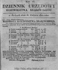 Dziennik Rządowy Wojew&oacute;dztwa Krakowskiego 1820, nr 25