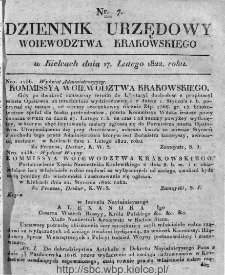 Dziennik Rządowy Województwa Krakowskiego 1822, nr 7
