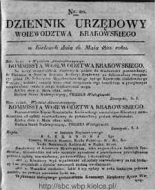 Dziennik Rządowy Województwa Krakowskiego 1822, nr 20