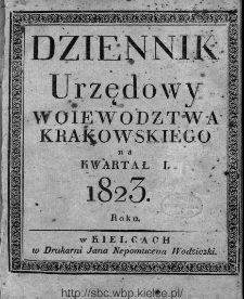Dziennik Rządowy Województwa Krakowskiego 1823, nr 1