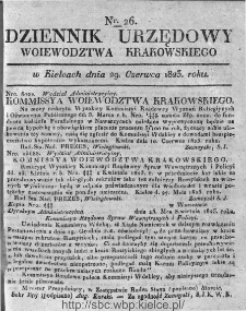 Dziennik Rządowy Województwa Krakowskiego 1823, nr 26
