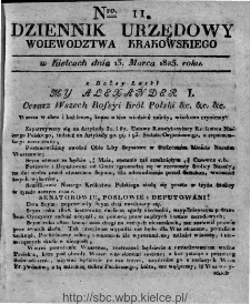 Dziennik Rządowy Województwa Krakowskiego 1825, nr 11