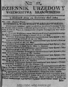 Dziennik Rządowy Wojew&oacute;dztwa Krakowskiego 1825, nr 17
