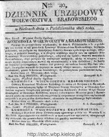 Dziennik Rządowy Województwa Krakowskiego 1825, nr 40