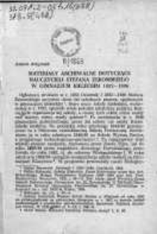 Materiały archiwalne dotyczące nauczycieli Stefana Żeromskiego w gimnazjum Kieleckim 1882-1886