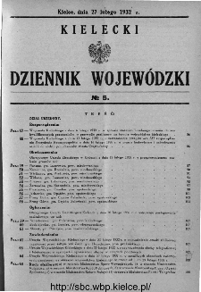 Kielecki Dziennik Wojew&oacute;dzki 1932, nr 5