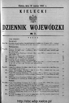 Kielecki Dziennik Wojew&oacute;dzki 1932, nr 7