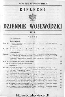 Kielecki Dziennik Wojew&oacute;dzki 1932, nr 9