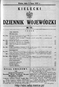 Kielecki Dziennik Wojew&oacute;dzki 1932, nr 15