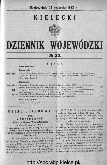 Kielecki Dziennik Wojew&oacute;dzki 1932, nr 22
