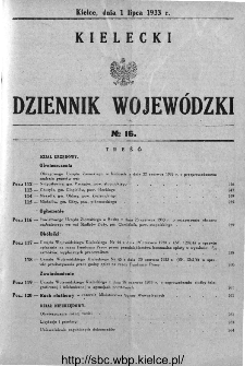 Kielecki Dziennik Wojewódzki 1933, nr 16