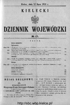 Kielecki Dziennik Wojew&oacute;dzki 1933, nr 17