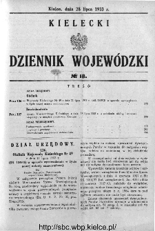 Kielecki Dziennik Wojewódzki 1933, nr 18